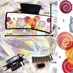 Medidas de pinza para el pelo de regalo con el pack con dos ilustraciones diferentes.